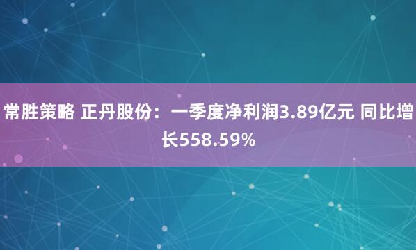 常胜策略 正丹股份：一季度净利润3.89亿元 同比增长558.59%